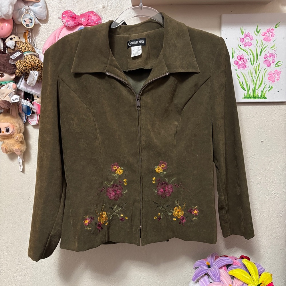 Courtenay Suede like embroidered jacket vintage size 8